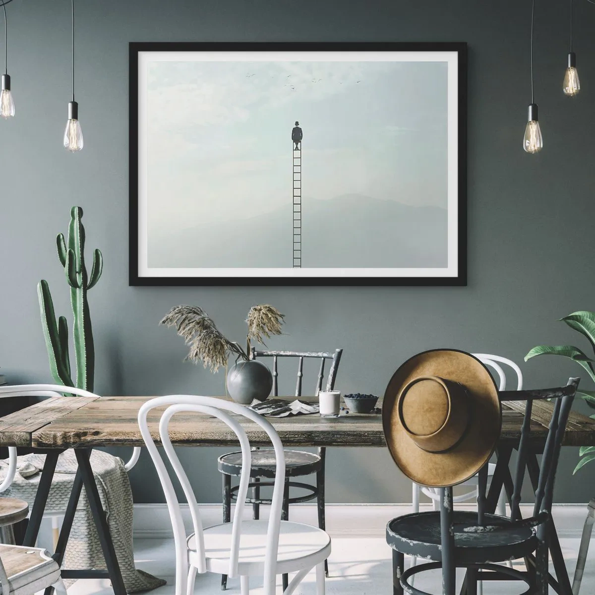 Poster in een zwarte lijst - Stap verder op! - 70x50 cm