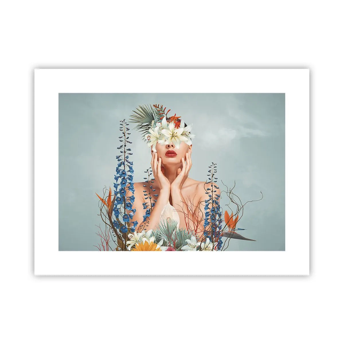 Poster - Vrouw - bloem - 40x30 cm