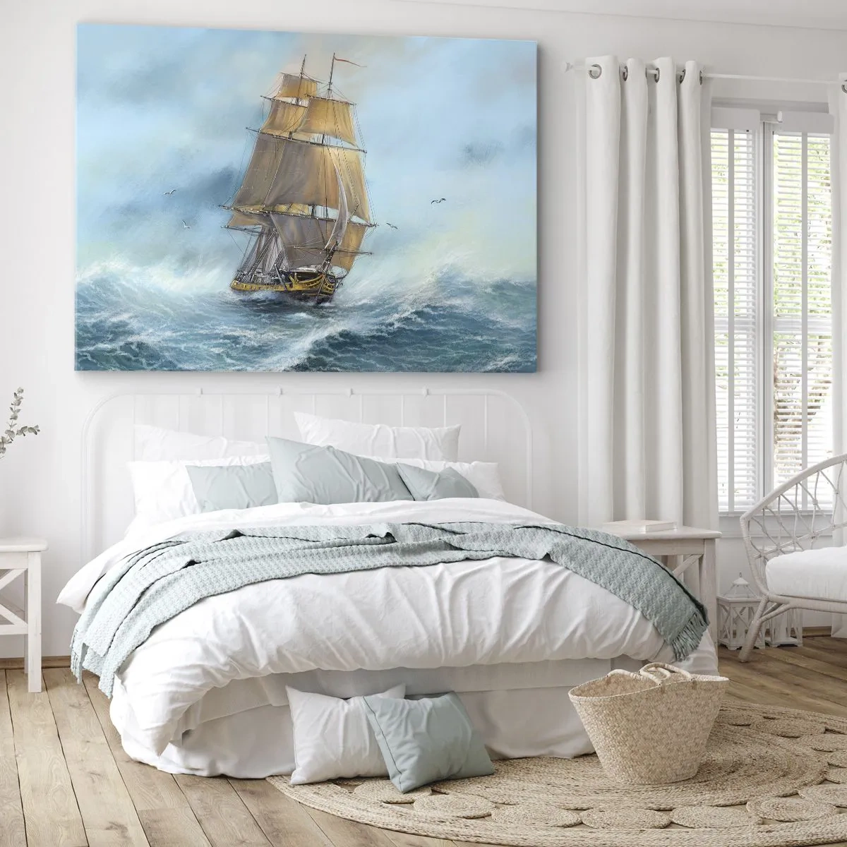 Schilderen op canvas - Haasten over de golven - 120x80 cm