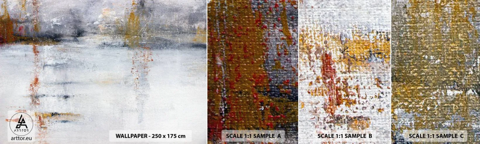 Fotobehang Monster Zelfklevend Deluxe Sticker - Achter de luchtgordijn - Abstractie, Deel, Schilderen - 100x30 cm