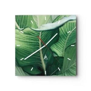 Wandklok - Klok - Intens groen leven - 30x30 cm