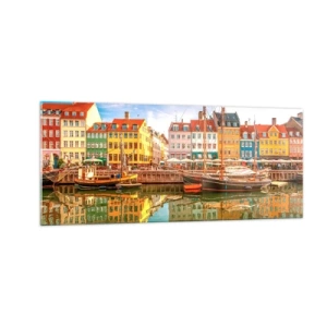 Schilderen op glas - Over het water zo glad als een spiegel - 100x40 cm