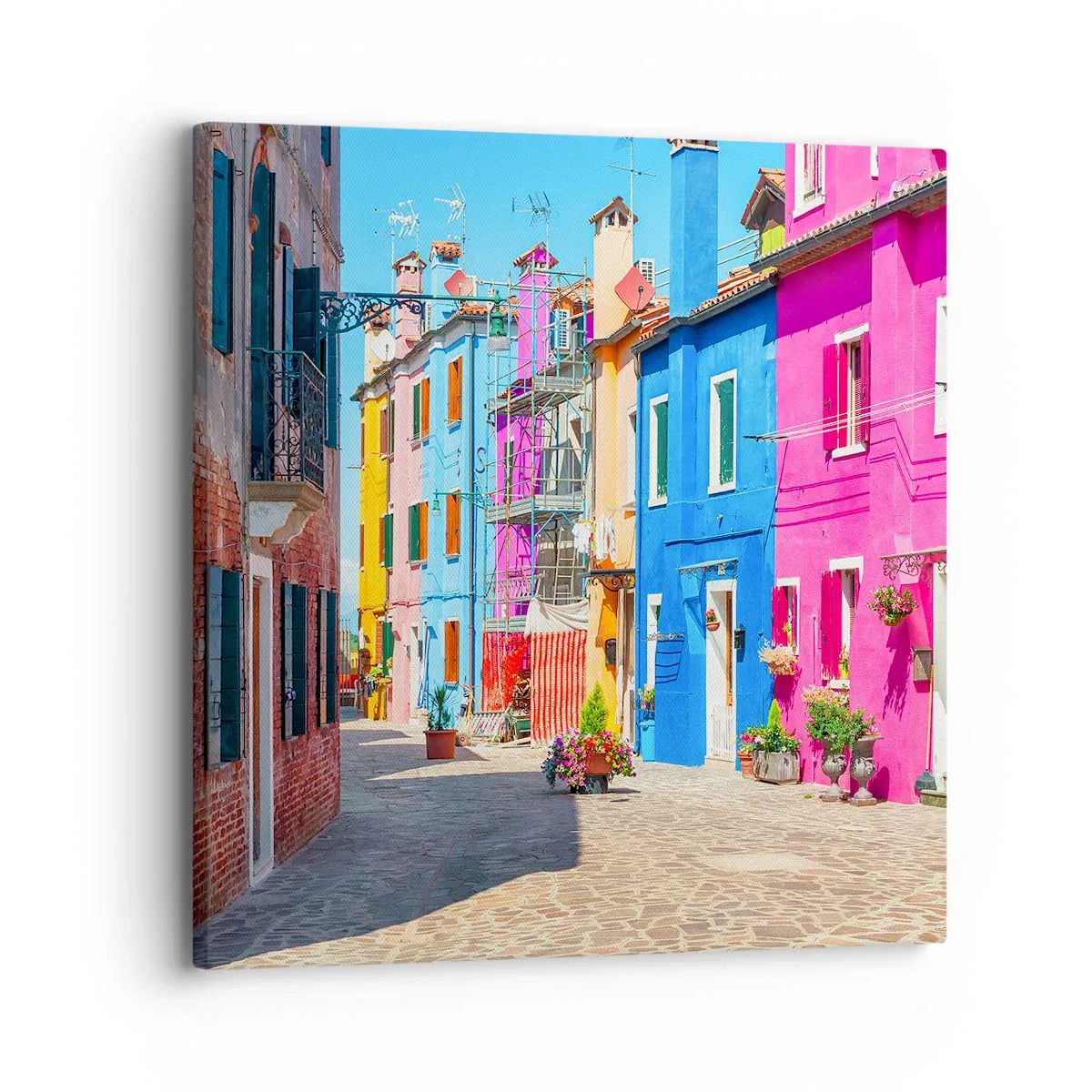 Schilderen op canvas - Stadje "De Papegaai" - 30x30 cm