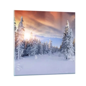Schilderen op glas - Het sneeuwspektakel van de natuur - 40x40 cm