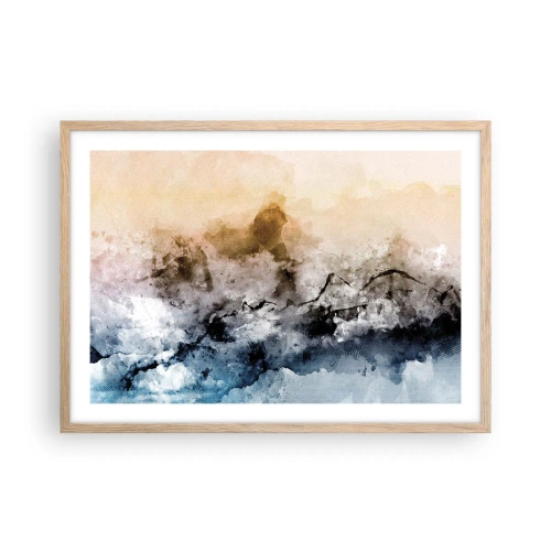 Een poster in een licht eiken lijst - Verdronken in een wolk van mist - 70x50 cm