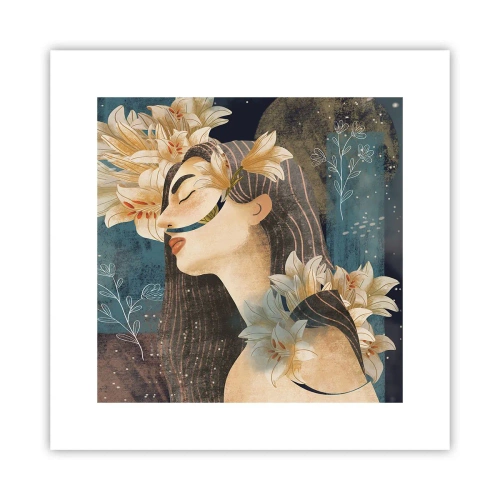 Poster - Een sprookje over een prinses met lelies - 30x30 cm