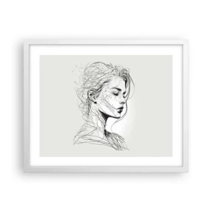 Poster in een witte lijst - Portret in gedachten - 50x40 cm
