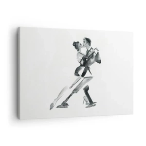 Schilderen op canvas - Een subtiele illustratie van een dansend paar in een monochrome stijl. - 70x50cm - In één slag - Moderne wanddecoratie voor woonkamer en slaapkamer ARTTOR