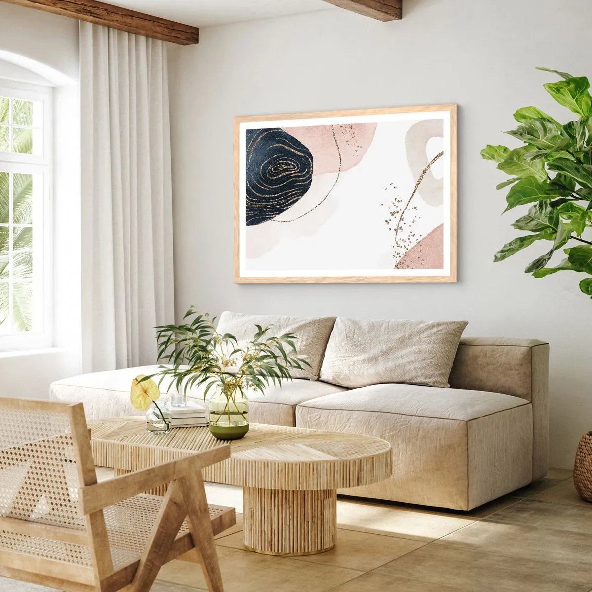 Een poster in een licht eiken lijst - Alles vloeit - 40x30 cm