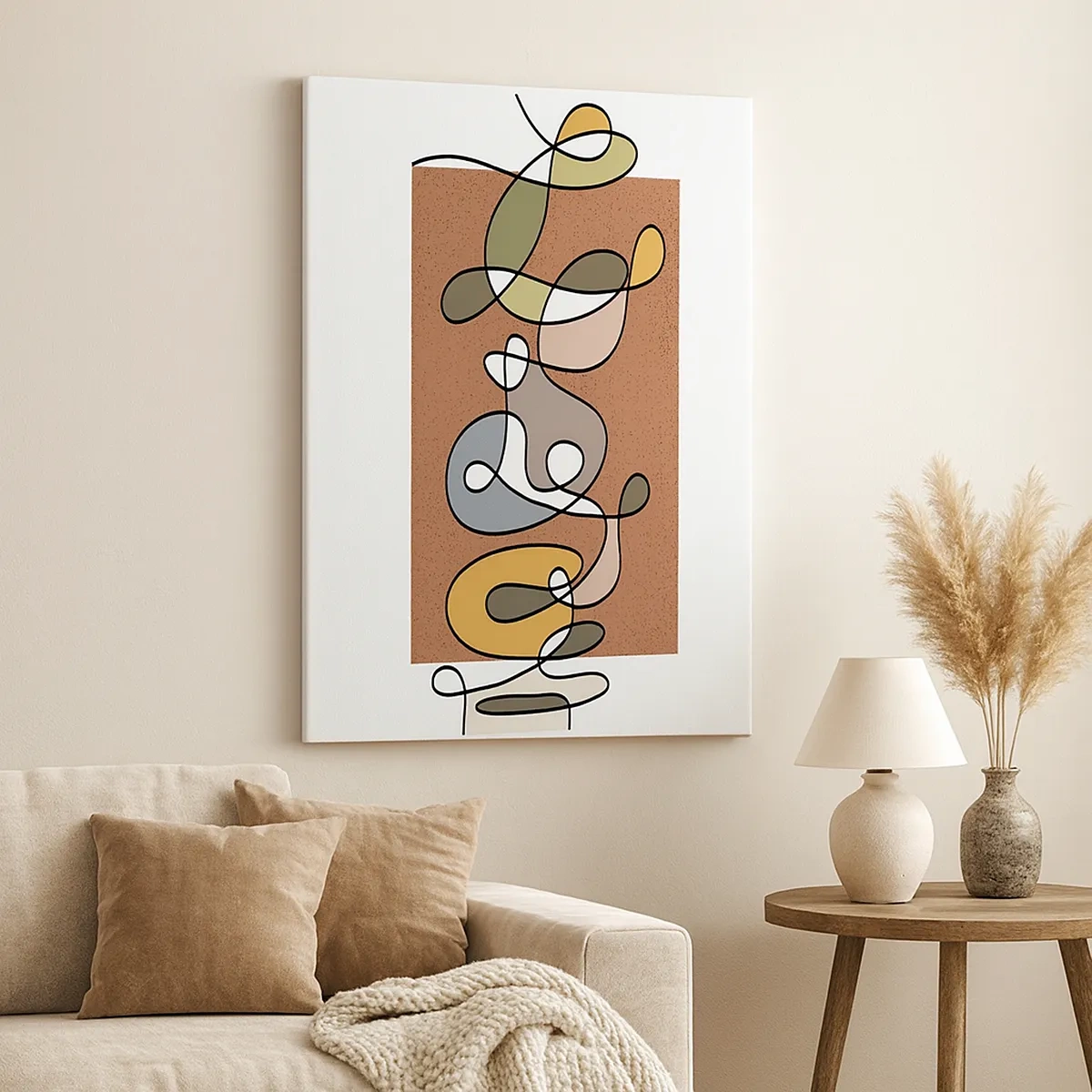 Schilderen op canvas - Abstractie die het glimlachen waard is - 50x70 cm