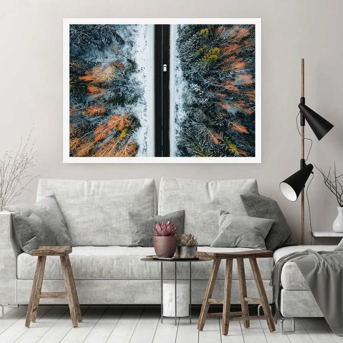 Poster - Snijd door het winterbos - 91x61 cm