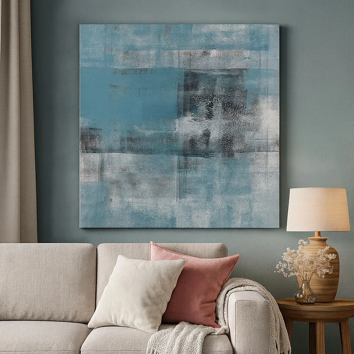 Schilderen op canvas - Water en lucht - 30x30 cm