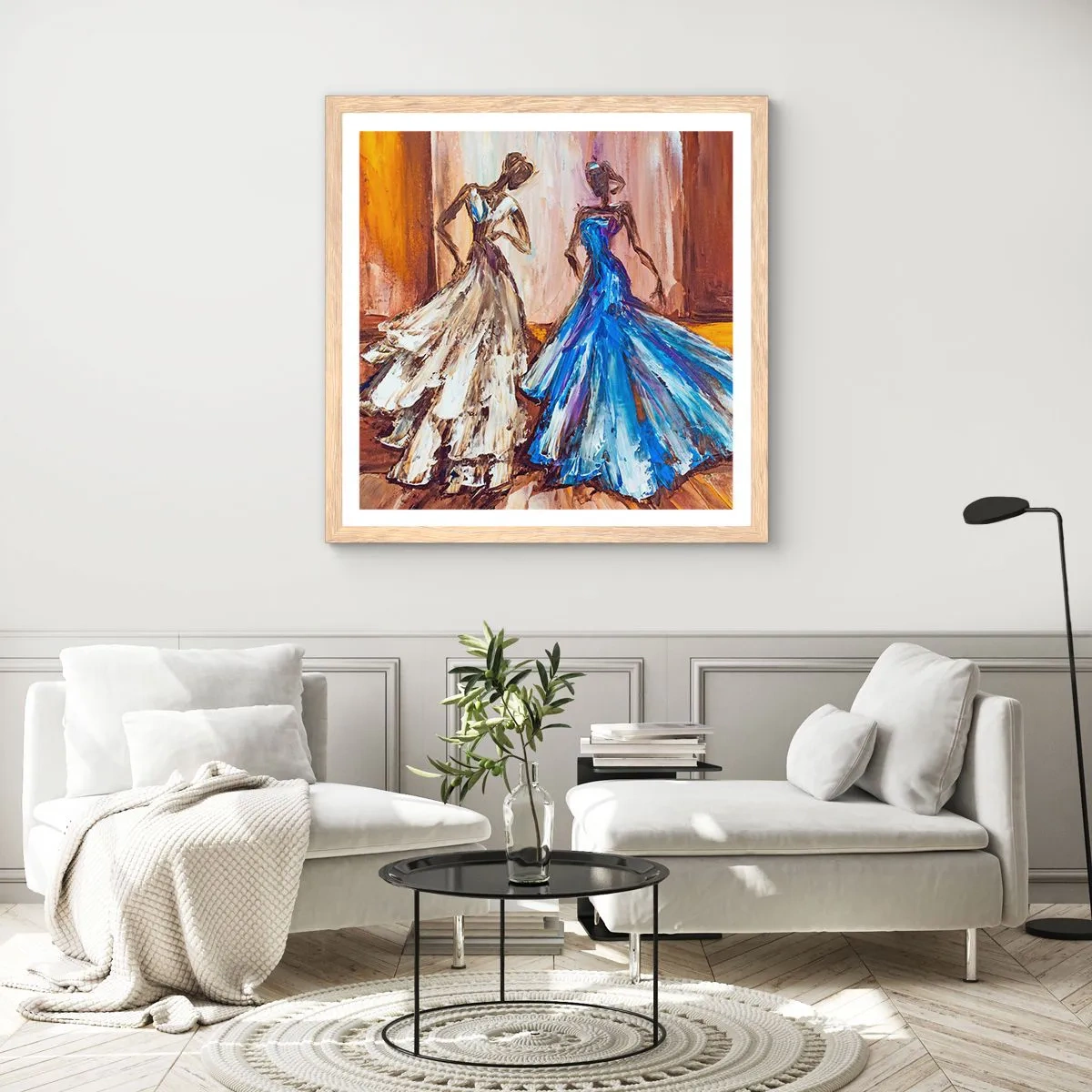 Een poster in een licht eiken lijst - Een dankbaar duo - 60x60 cm