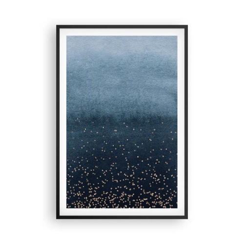 Poster in een zwarte lijst - Samenstelling - blauwe fasen - 61x91 cm