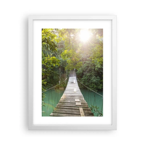 Poster in een witte lijst - Over het azuurblauwe water naar het azuurblauwe woud - 30x40 cm