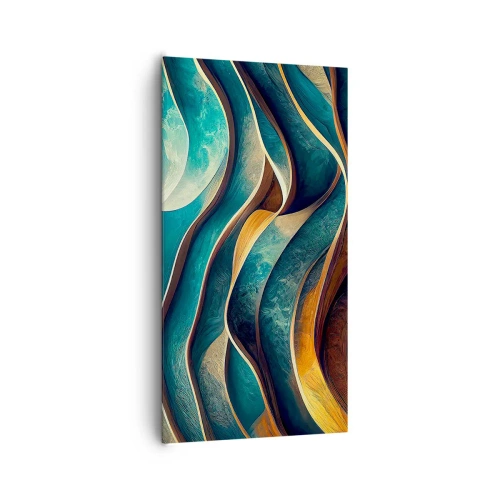 Schilderen op canvas - Meanders van blauw - 65x120 cm