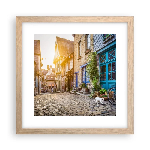 Een poster in een licht eiken lijst - De witte geest van het stadje - 30x30 cm
