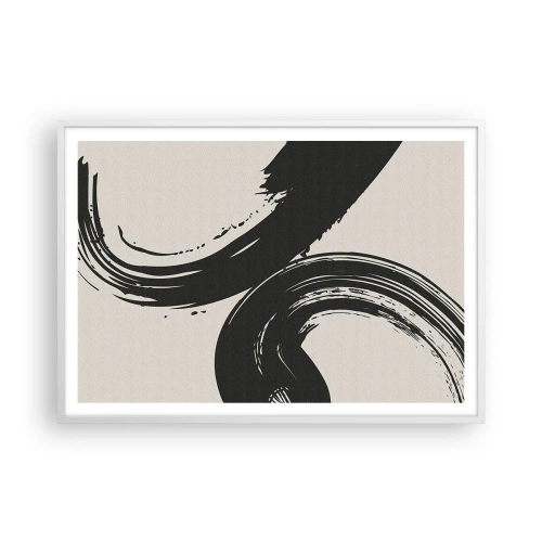 Poster in een witte lijst - Vegend en cirkevormig - 100x70 cm