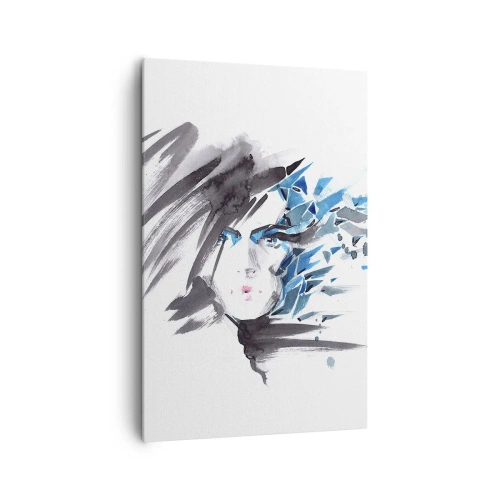 Schilderen op canvas - Sensueel portret in grijs en blauw - 80x120 cm