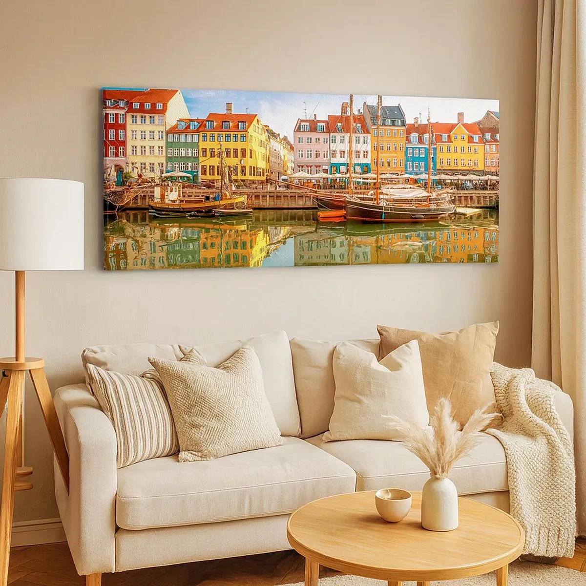 Schilderen op canvas - Over het water zo glad als een spiegel - 100x40 cm