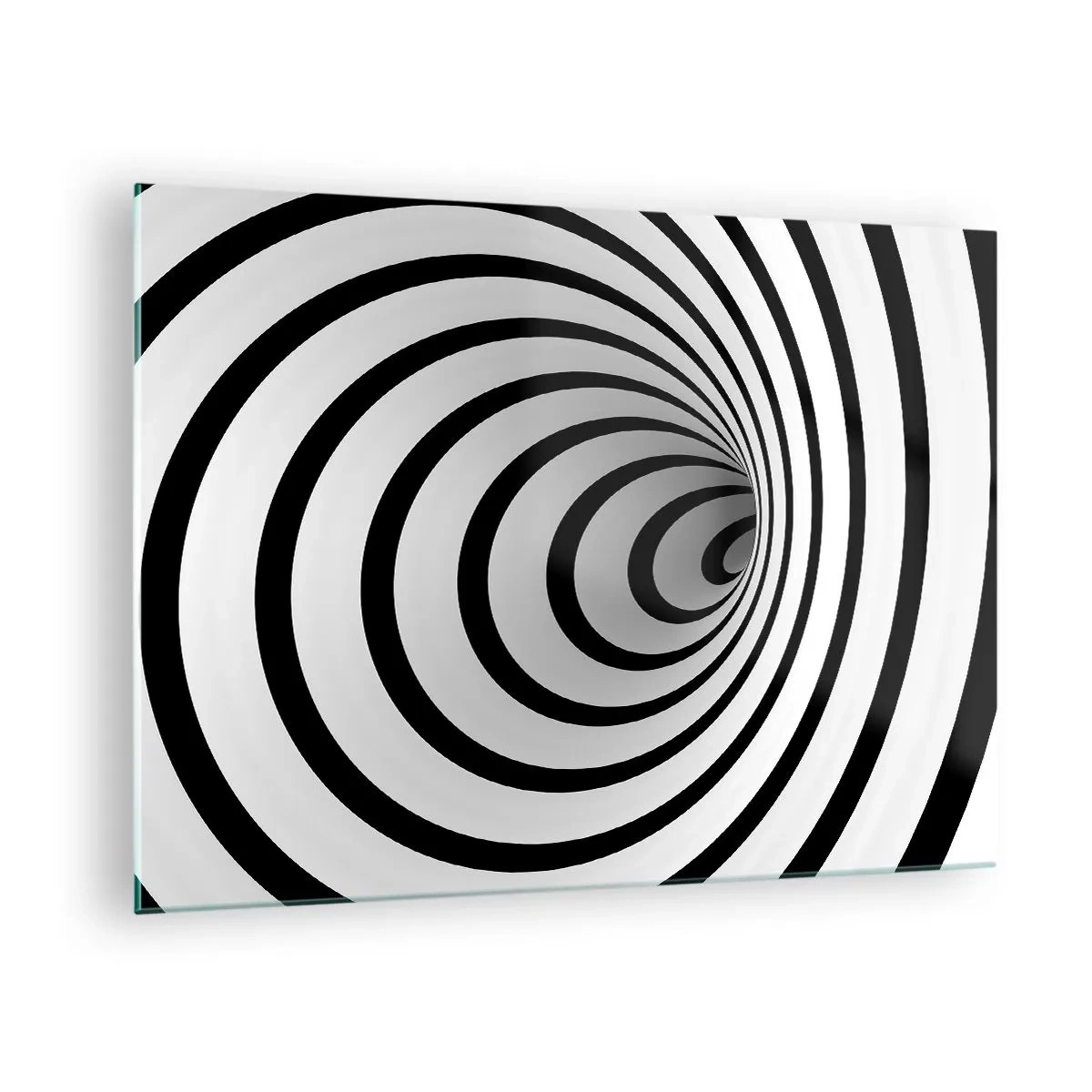 Schilderen op glas - Abstract spiraalpatroon in zwart-wit - 70x50cm - Kun jij er ook niet tegen? - Moderne wanddecoratie voor woonkamer en slaapkamer ARTTOR