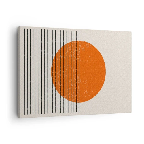 Schilderen op canvas - Minimalistische zon met geometrische lijnen - 70x50cm - Altijd de zon - Moderne wanddecoratie voor woonkamer en slaapkamer ARTTOR