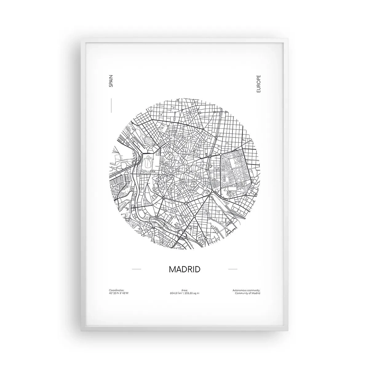 Poster in een witte lijst - Anatomie van Madrid - 70x100 cm