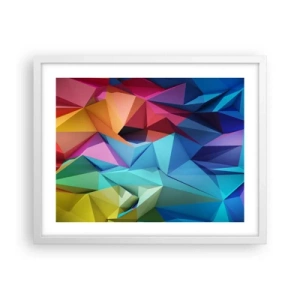 Poster in een witte lijst - Regenboog origami - 50x40 cm