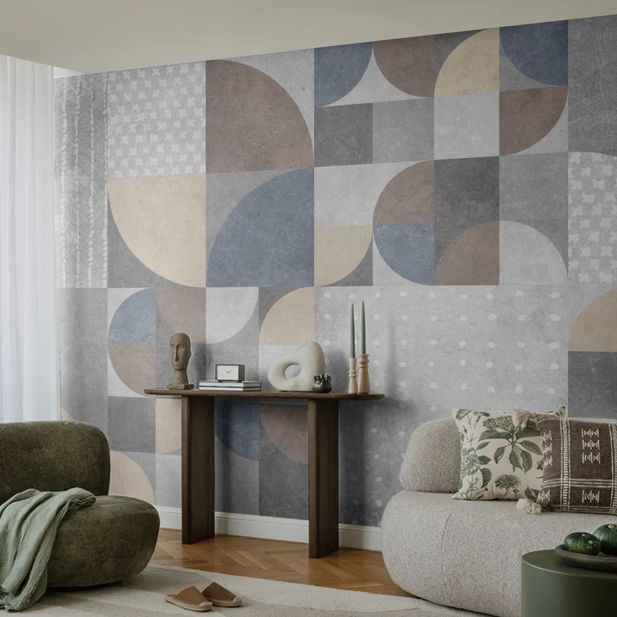 Zelfklevend Fotobehang Deluxe Sticker - Keramische fantasie - Abstractie, Deel, Geometrisch patroon - 300x210 cm