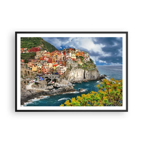 Poster in een zwarte lijst - Een groepje geklampt an de rots - 100x70 cm