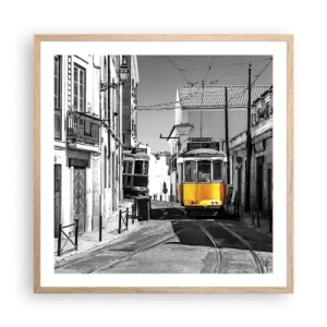 Een poster in een licht eiken lijst - De geest van Lissabon - 60x60 cm