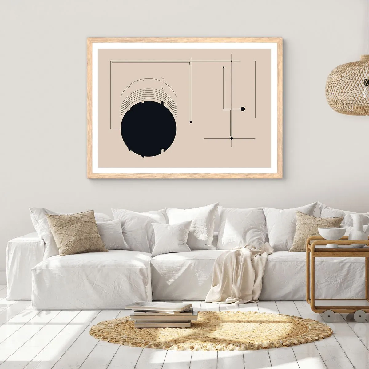Een poster in een licht eiken lijst - Een flexibele en dynamische compositie - 100x70 cm