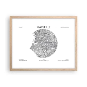 Een poster in een licht eiken lijst - Anatomie van Marseille - 50x40 cm