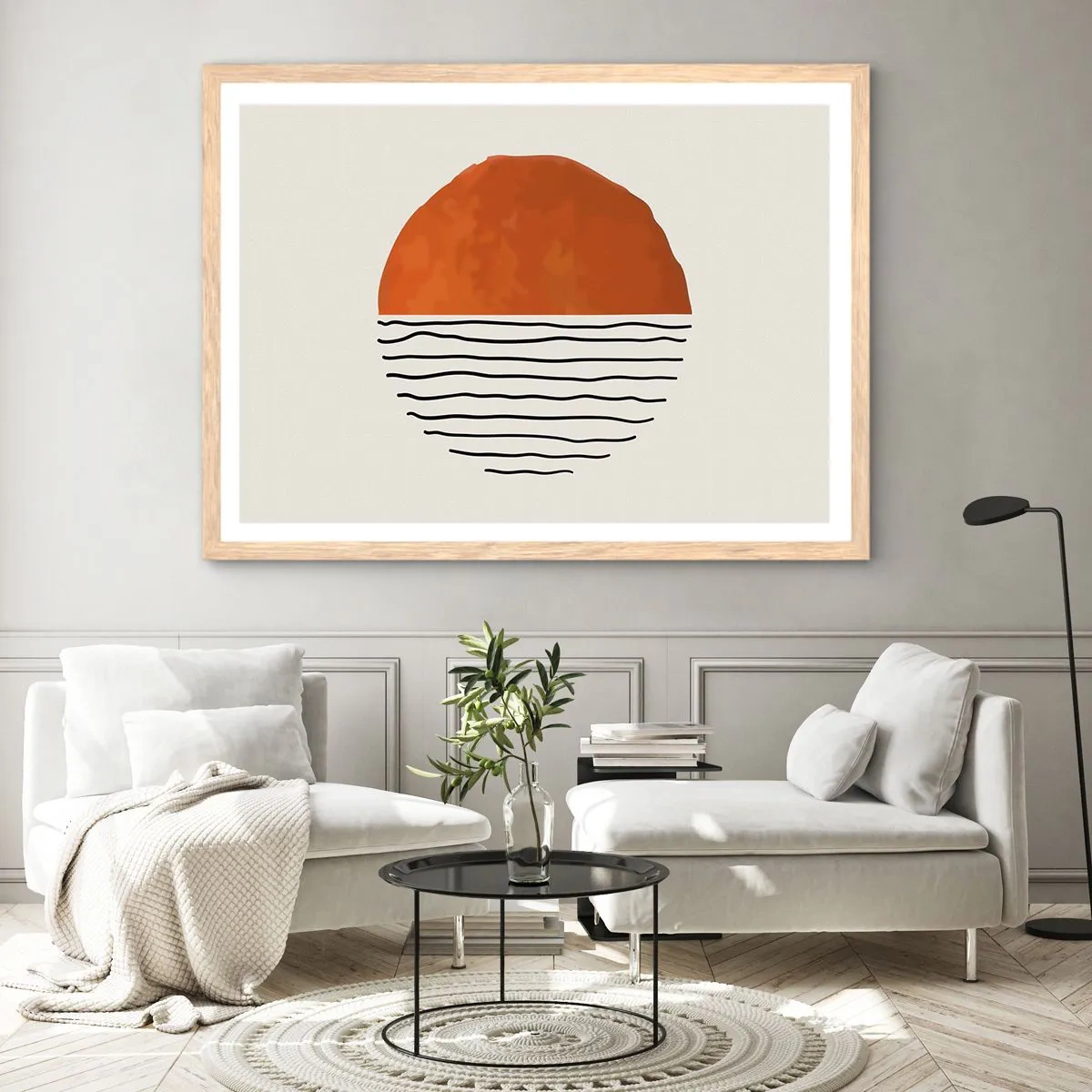 Een poster in een licht eiken lijst - In het Japanse klimaat - 100x70 cm