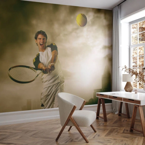 Fotobehang Premium Canvas - Energie en vreugde - Sport, Tennis, Tennis speler - 200x140 cm