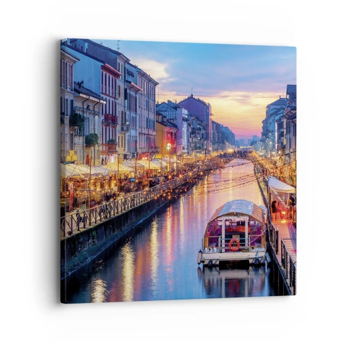 Schilderen op canvas - Een avond vol licht en plezier - 30x30 cm