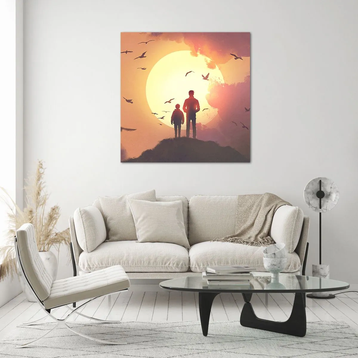 Schilderen op glas - Oog in oog met de zon - 30x30 cm