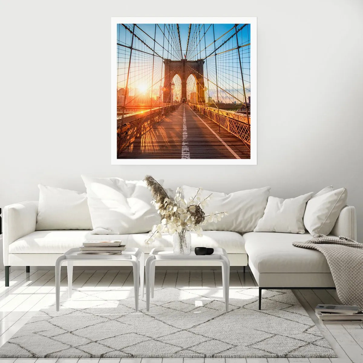 Poster - Op de gouden brug - 60x60 cm