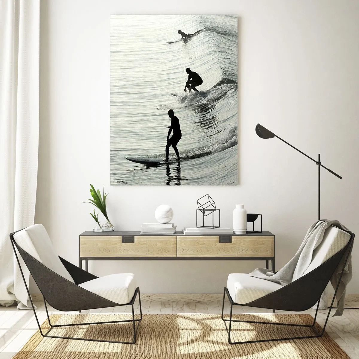 Schilderen op glas - Om de golf te ontmoeten - 50x70 cm