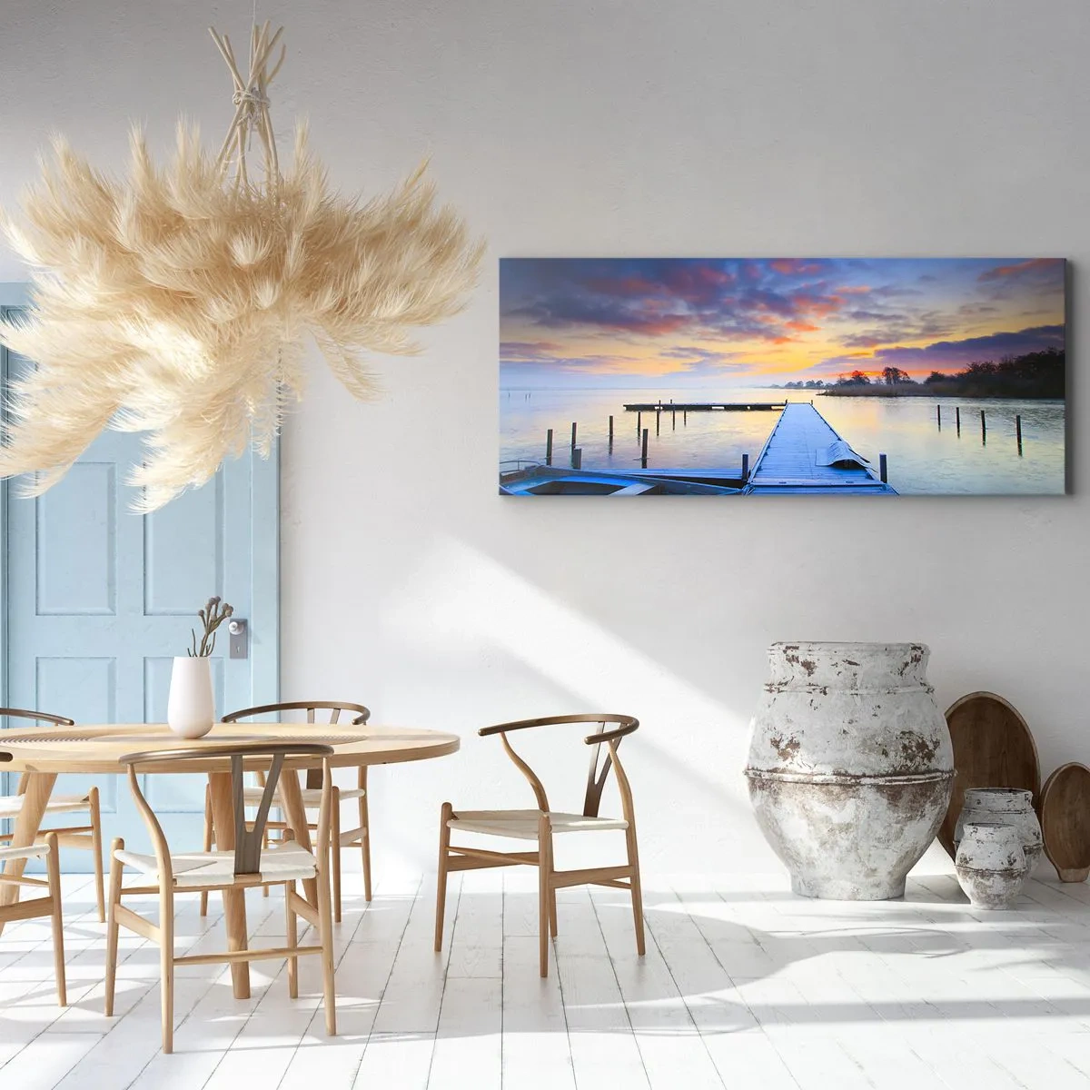 Schilderen op canvas - Violet-gouden kalmte - 90x30 cm