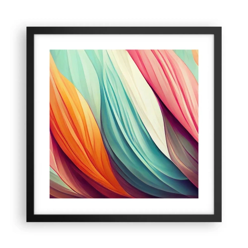 Poster in een zwarte lijst - Regenboog geweven - 40x40 cm