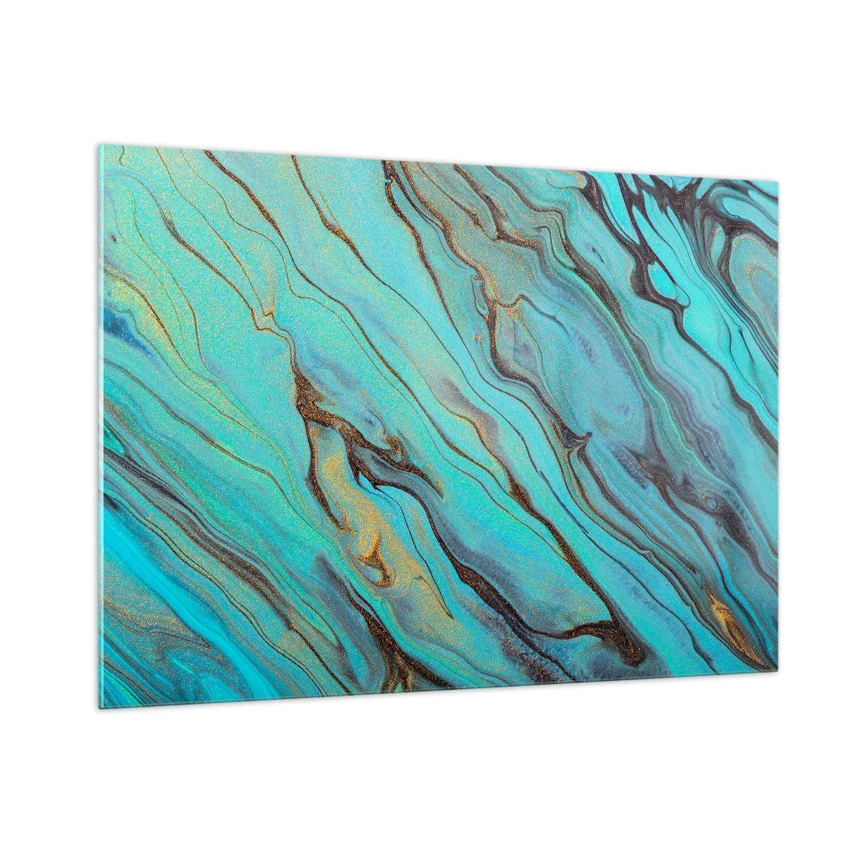 Schilderen op glas - Turquoise vloed - 100x70 cm