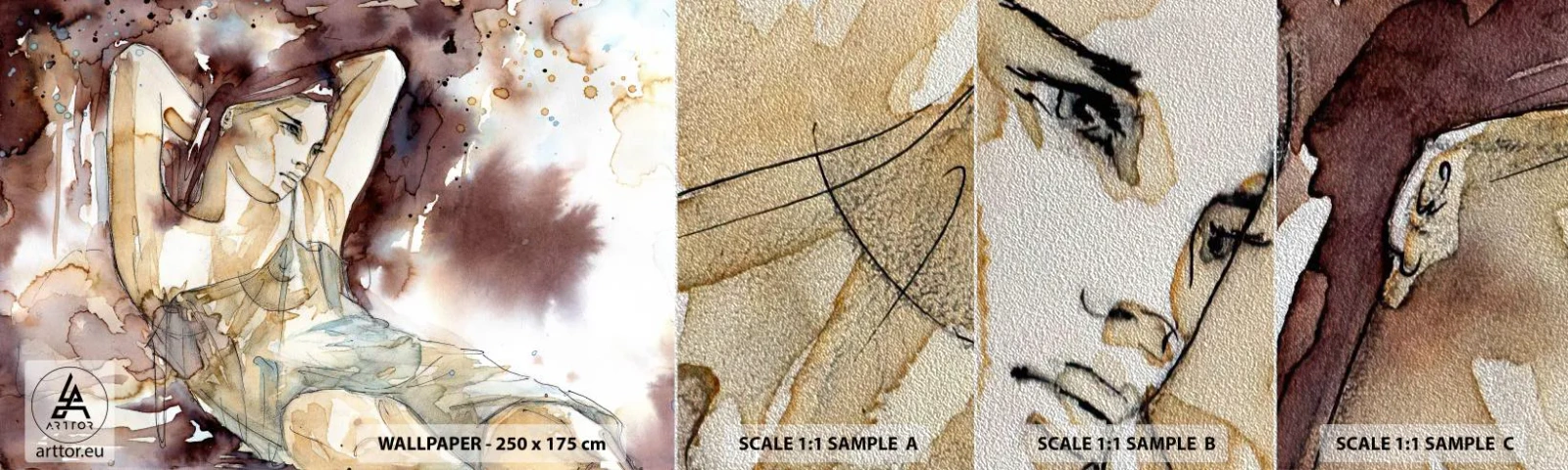 Fotobehang Monster Premium Sand - In een lila stemming - Abstractie, Vrouw, Lichaam - 100x30 cm