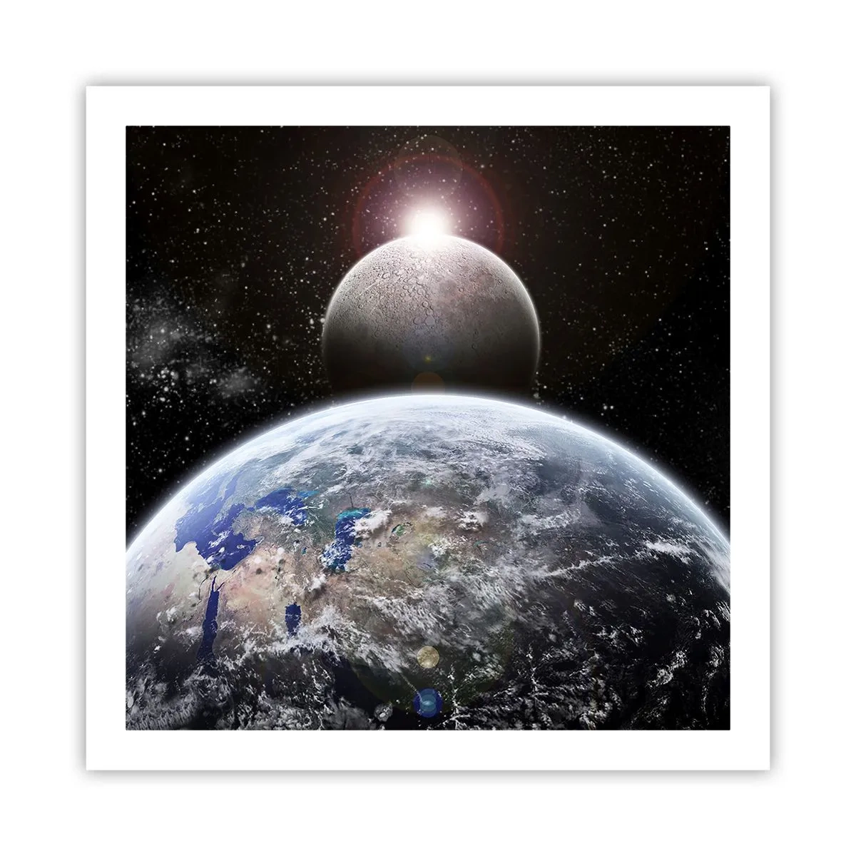 Poster - Kosmisch landschap - zonsopgang - 60x60 cm