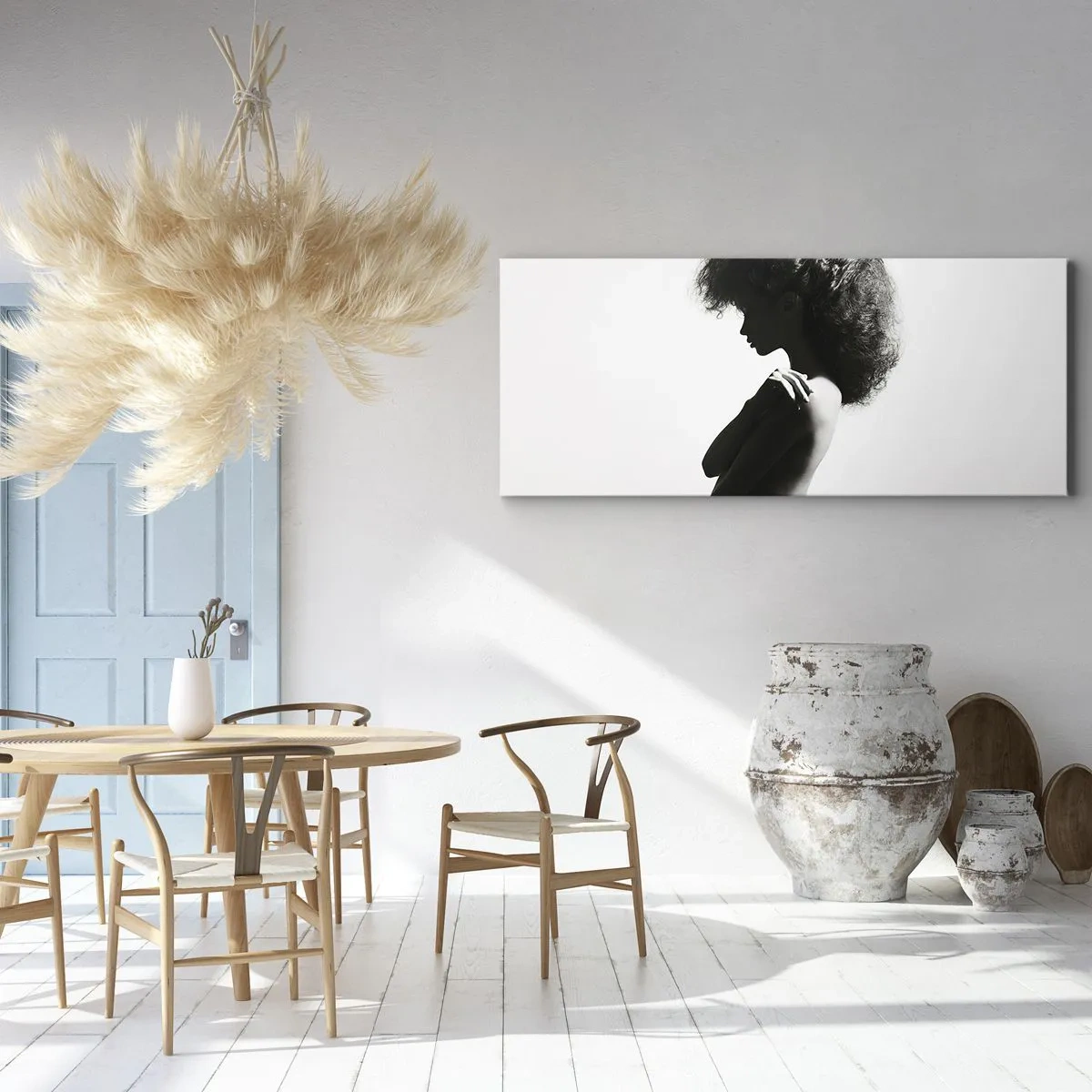 Schilderen op canvas - Als een bloem op een slanke stengel - 100x40 cm