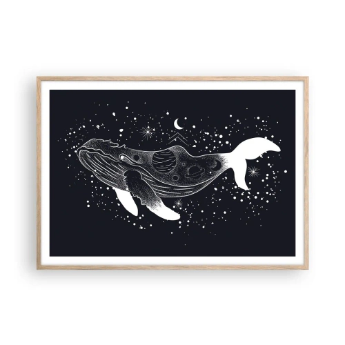 Een poster in een licht eiken lijst - In de oceaan van het universum - 100x70 cm
