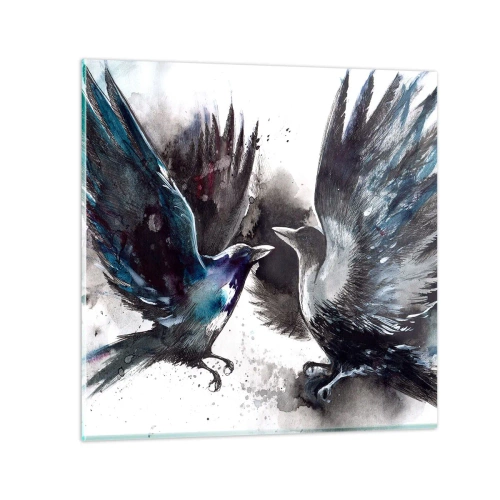 Schilderen op glas - De ene kraai pikt de andere de ogen niet uit - 60x60 cm