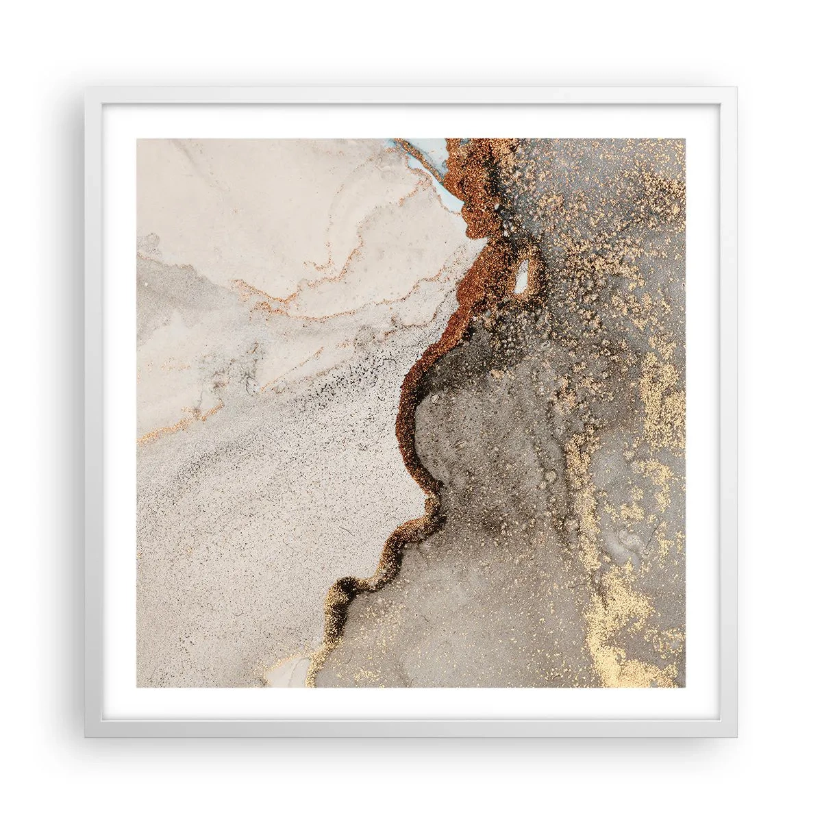 Poster in een witte lijst - Op de grens van kleuren - 60x60 cm