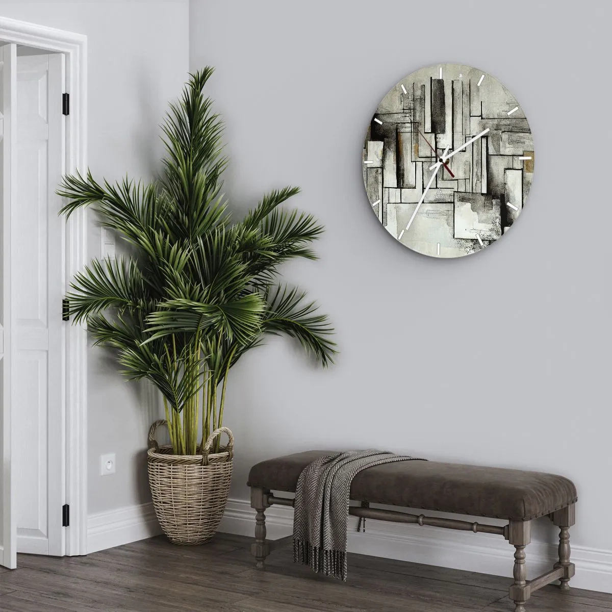 Wandklok - Klok - Een geometrische compositie van rechthoeken in gedempte kleuren. - 30x30cm - De kracht van eenvoud - Moderne wanddecoratie voor woonkamer, keuken en slaapkamer ARTTOR