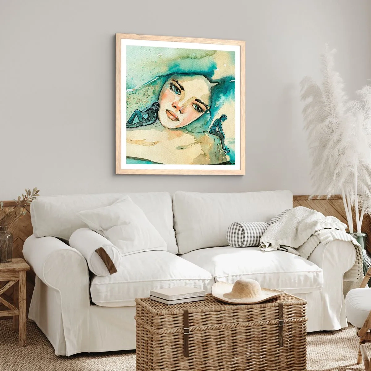 Een poster in een licht eiken lijst - Ben ik blauw? - 50x50 cm